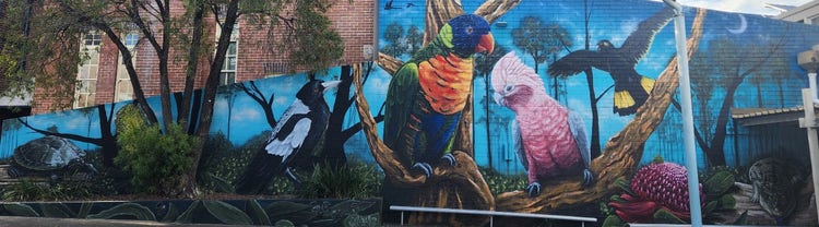 The school mural, shoing local flora and fauna