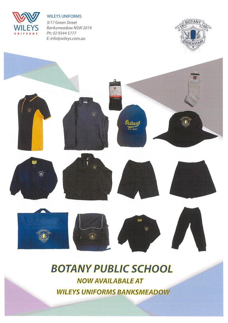 School uniform items available at Wileys
